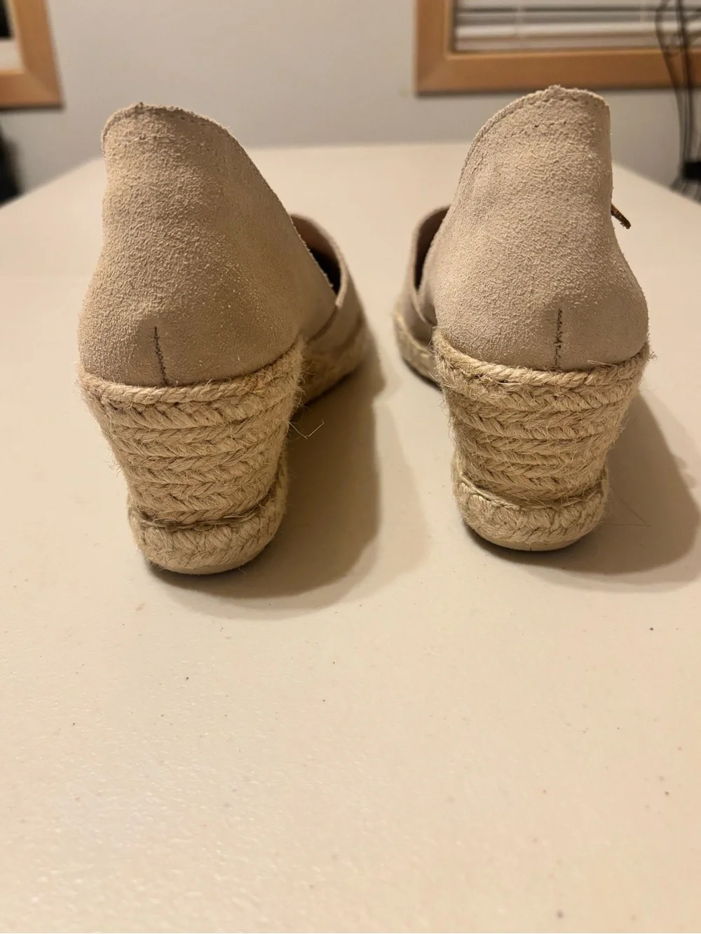 Women's Beige Suede Espadrille Wedge Sandal- Classic Slip-On 41